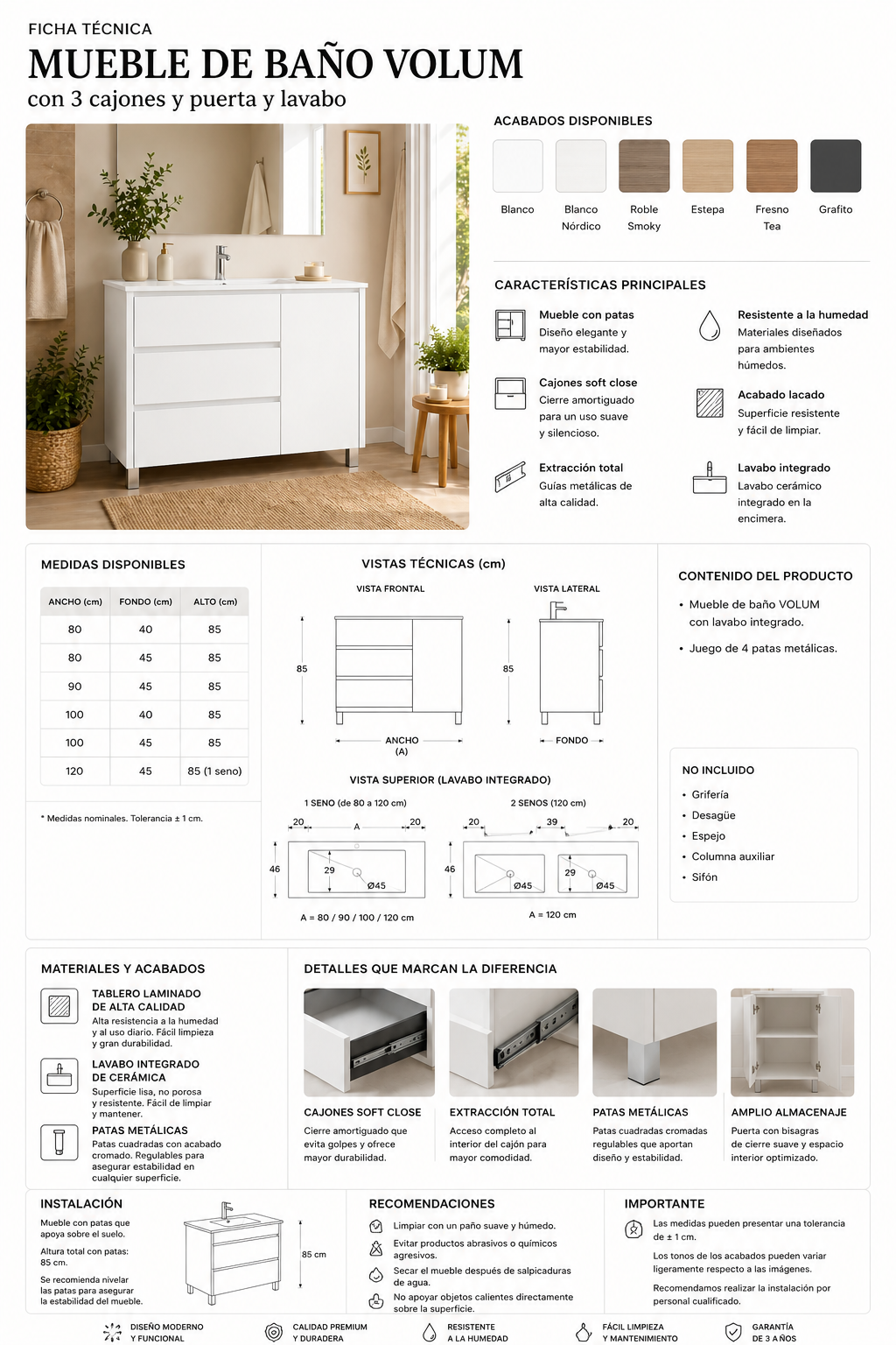 Pakkumine! Komplekt VOLUM mööbel + LED peegel Megan koos valamuga